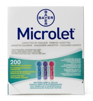 Bayer Diabete Linea Controllo Glicemia Microlet Lancets 200 Lancette Pungidito