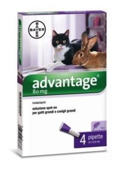 Bayer Advantage Spot-On Antiparassitario per Gatti 4 Pipette 0,8 ml