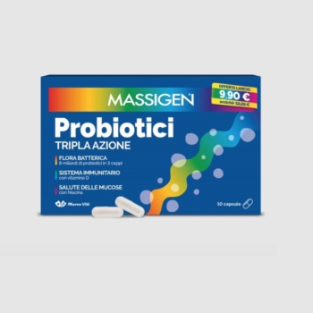 Massigen Probiotici Tripla Azione Integratore Alimentare 10 capsule