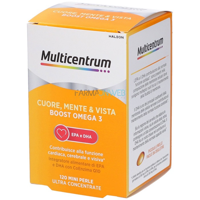 Multicentrum Cuore Mente e Vista Boost Omega 3 Integratore 60 mini perle
