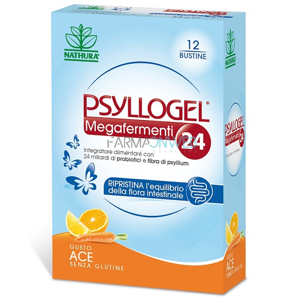 Nathura Psyllogel Megafermenti 24 Integratore Alimentare 12 buste gusto ACE