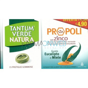 Angelini Tantum Verde Natura 15 Pastiglie Gommose Gusto Eucalipto e Miele