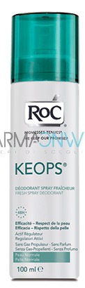 RoC Keops Deodorante Spray Fresco Regolatori Attivi Senza Profumo 100 ml
