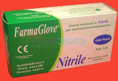 FarmaGlove Guanti In Nitrile Senza Talco Misura Media (Taglia 7) 100 pezzi