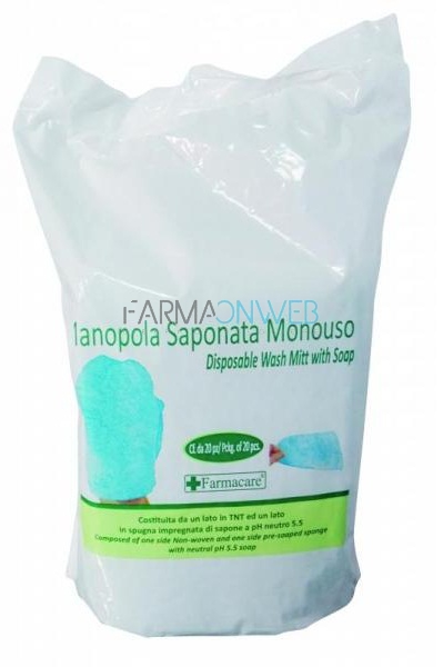 Farmacare Manopole Saponate Monouso Standard 20 pezzi