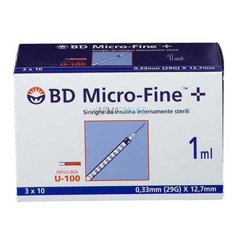 BD Micro-Fine 1 ml x 12,7 mm 29G Siringhe per Insulina 30 pezzi