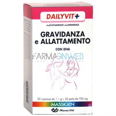 Massigen Dailyvit+ Gravidanza e Allattamento con DHA 30 Compresse + 30 Perle