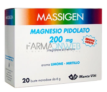 Massigen Linea Sali Minerali Magnesio Pidolato Integratore 20 Buste Limone