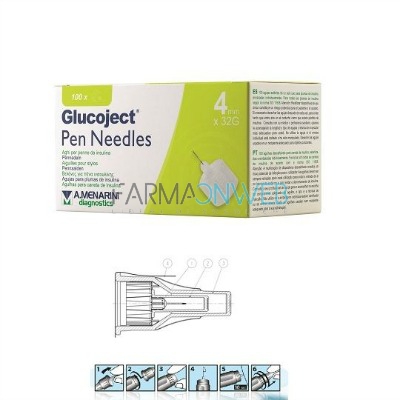 Menarini Glucoject Pen Needles G32 4 mm Aghi Sterili per Penna 100 pezzi