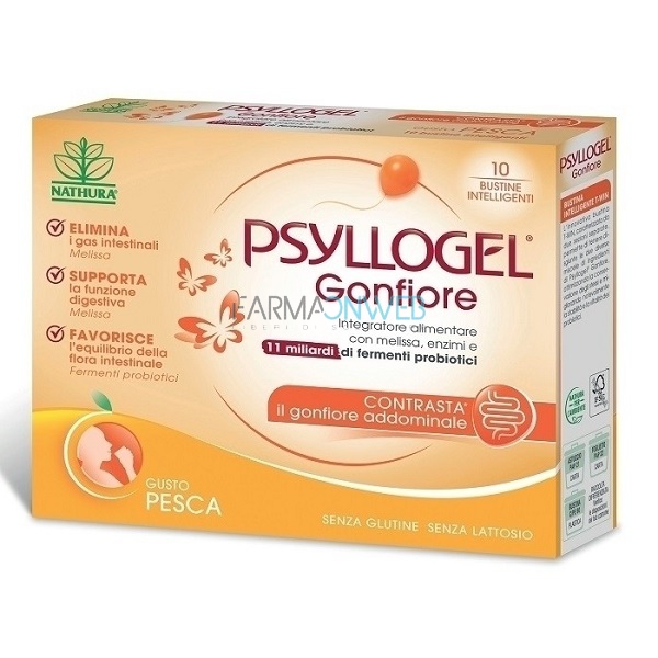 Nathura Psyllogel Gonfiore Integratore Alimentare 10 Bustine Gusto Pesca