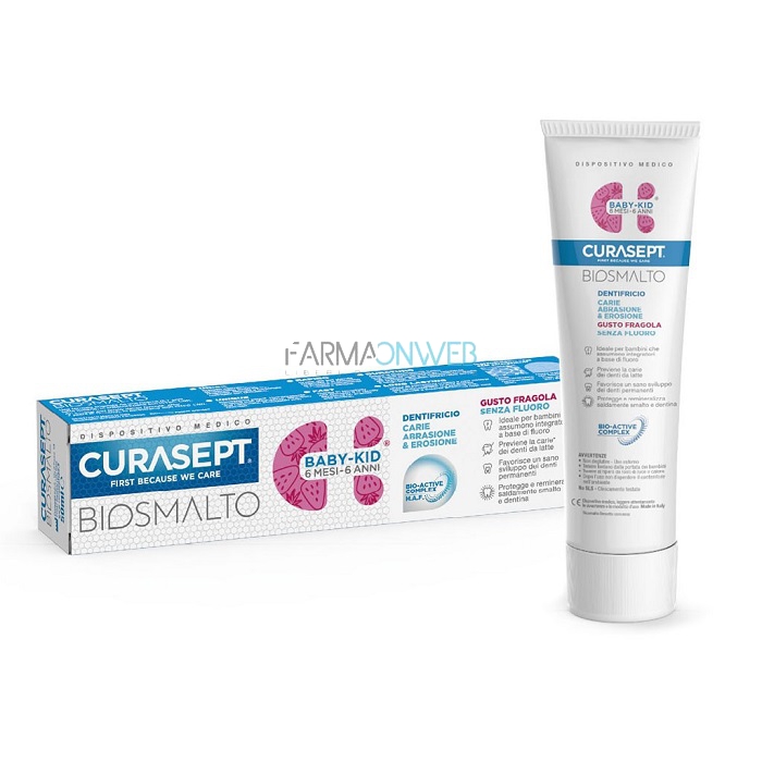 Curasept Biosmalto Dentifricio Baby-kid 6 mesi-6 anni Senza Fluoro 50 ml