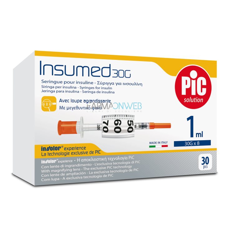 Pikdare Insumed Siringa Pic per Insulina 1 ml 30G x 8 30 pezzi