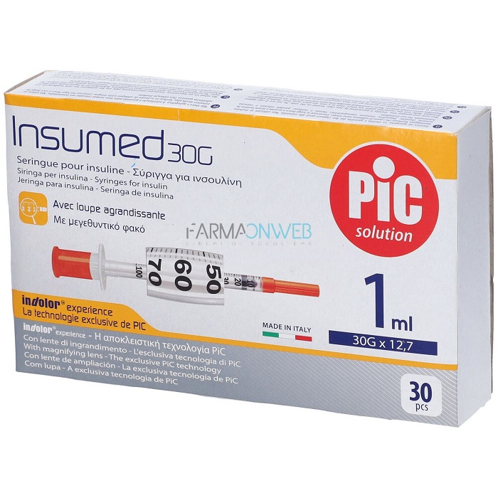 Pikdare Insumed Siringa Pic per Insulina 1 ml 30G x 12,7 30 pezzi