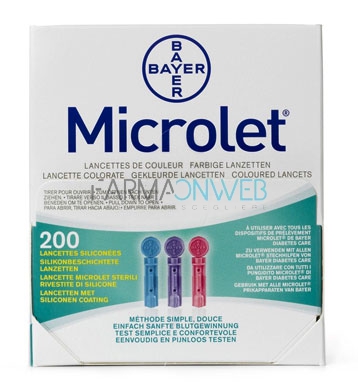 Bayer Diabete Linea Controllo Glicemia Microlet Lancets 200 Lancette Pungidito