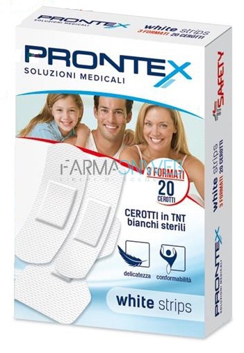 Safety Prontex White Strips Cerotti in TNT bianchi sterili 3 Formati 20 Pezzi