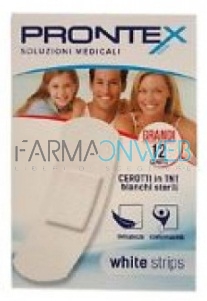 Safety Prontex White Strips Cerotti in TNT bianchi sterili Formato Grande 12 pzz