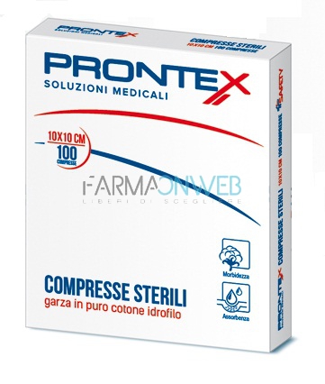 Safety Prontex Garze in Puro Cotone Idrofilo 10x10cm 100 compresse