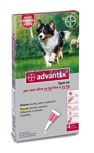 Bayer Advantix Spot-On Antiparassitario per Cani da 10 a 25 kg 4 Pipette