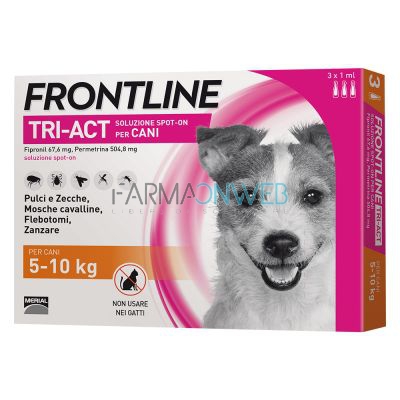 Frontline Tri-Act Spot On per Cani da 5 a 10 kg 3 Pipette