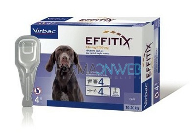 Virbac Effitix Spot On Antiparassitario per Cani da 10 a 20 kg 4 Pipette