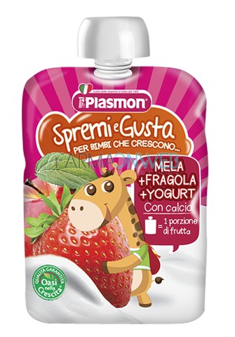 Plasmon Spremi e Gusta con Vitamina C e Calcio Mela, Fragola e Yogurt 100 g