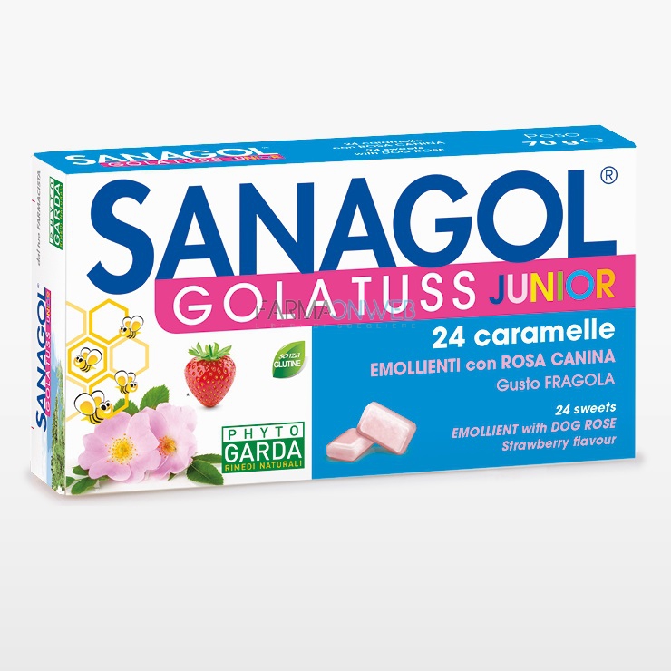 Sanagol Tuss Junior 24 Caramelle Gusto Fragola
