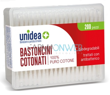 Unidea Bastoncini Ovattati 100% Cotone 200 pezzi