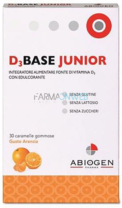 Abiogen Pharma D3Base Junior Integratore 30 Caramelle Arancia