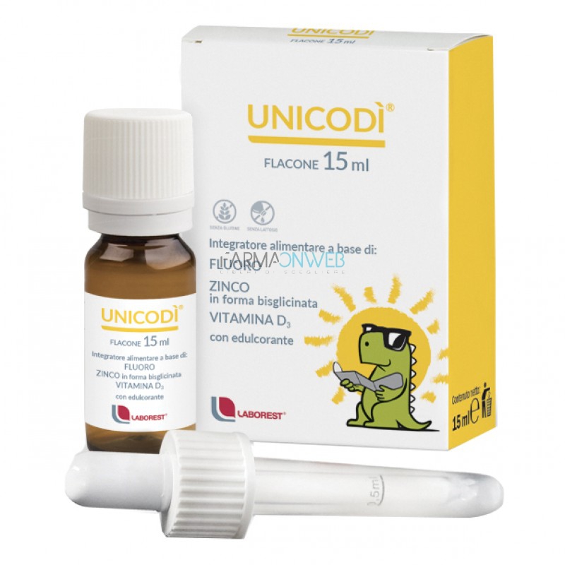 UnicoD Integratore Alimentare di Zinco Vitamina D3 e Fluoro 15 ml