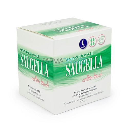 Saugella Linea Cotton Touch 12 Assorbenti Notte in Puro Cotone