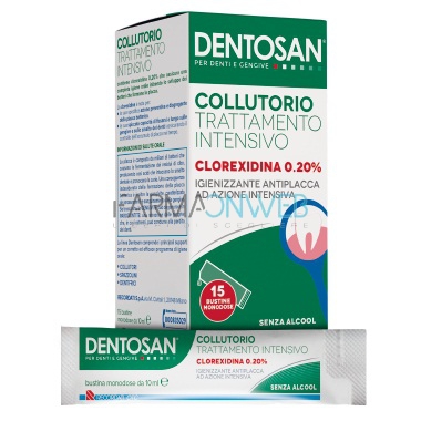 Dentosan Collutorio Monodose 0,20% Clorexidina 15 buste monodose 10 ml