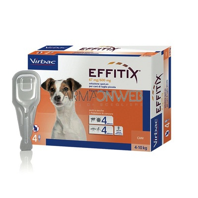 Virbac Effitix Spot On Antiparassitario per Cani da 4 a 10 kg 4 Pipette