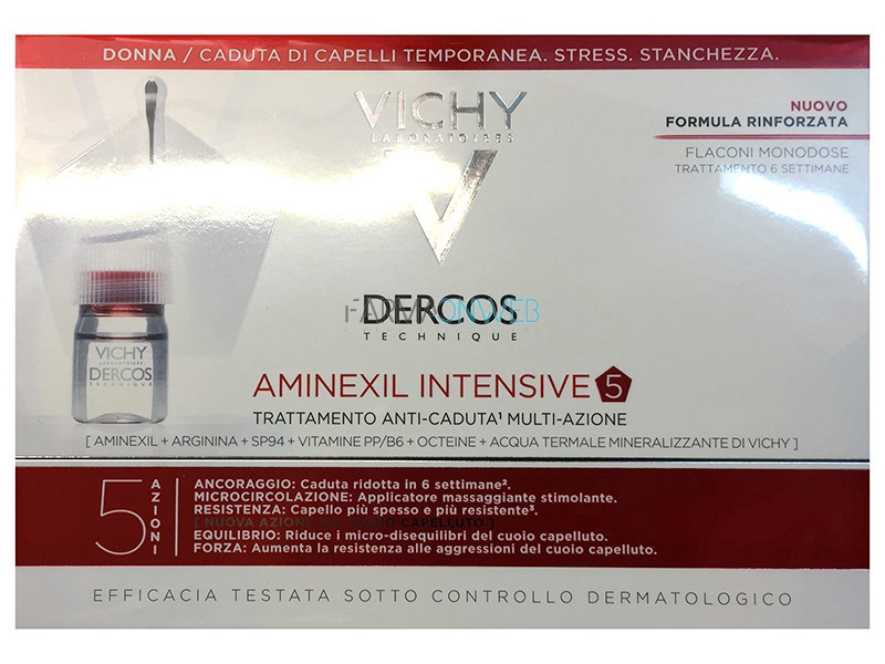 Dercos Aminexil Intensive Trattamento Anticaduta 5 Azioni Donna 21 Fiale