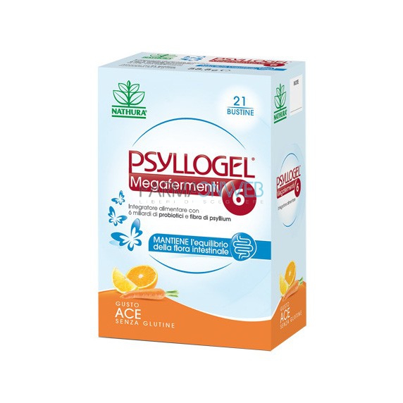 Nathura Psyllogel Megafermenti 6 Integratore Alimentare 21 buste gusto ACE
