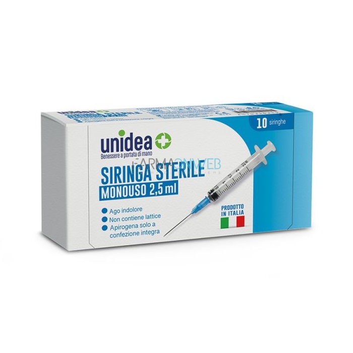 Unidea Siringa Sterile Monouso 2,5 ml 10 pezzi