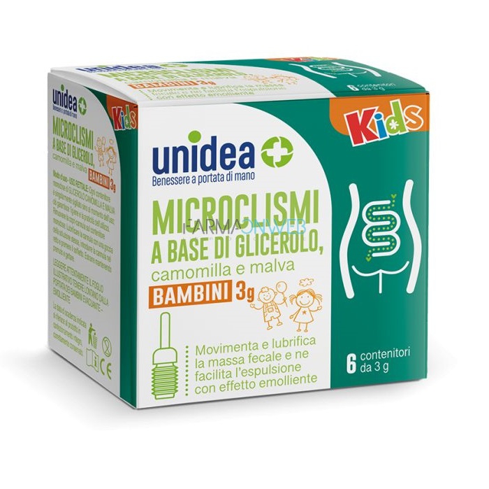 Unidea Microclismi a base di Glicerolo, Camomilla e Malva Kids 6 contenitori