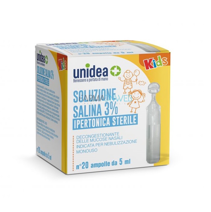 Unidea Soluzione Salina 3% Ipertonica Sterile 20 ampolle da 5 ml