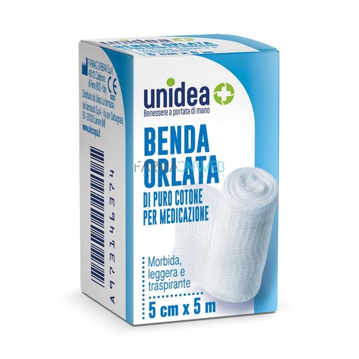 Unidea Benda Orlata di Puro Cotone per Medicazione 5 cm x 5 m