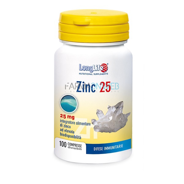 Longlife Zinc 25 mg 100 compresse divisibili