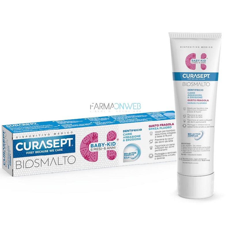 Curasept Biosmalto Dentifricio Baby Kid Gusto Fragola 50 ml