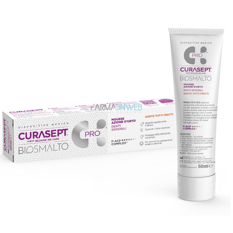 Curasept Biosmalto Mousse Denti Sensibili Azione d'Urto 50 ml