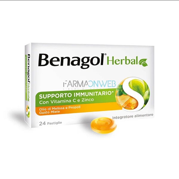 Benagol Herbal Supporto Immunitario Miele Integratore Alimentare 24 pastiglie