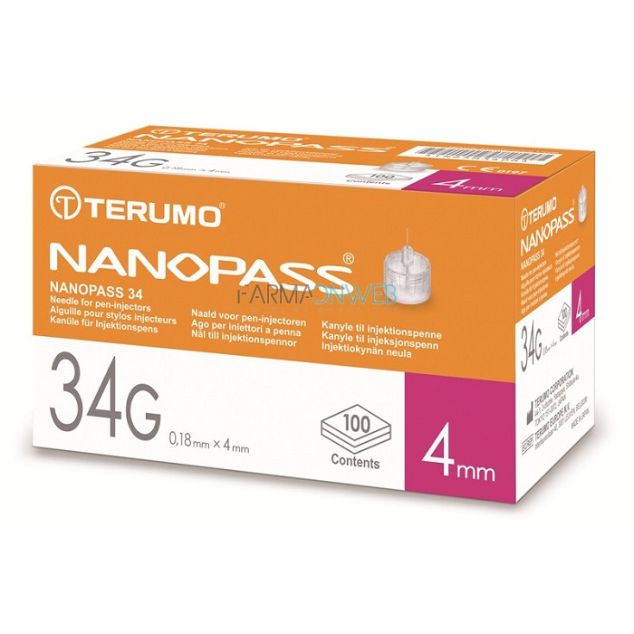 Terumo Nanopass G34 4 mm Aghi Sterili per Penna 100 pezzi