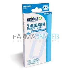 Unidea Medicazioni Impermeabili Sterili Acquastop 10 cm x 25 cm 3 pezzi