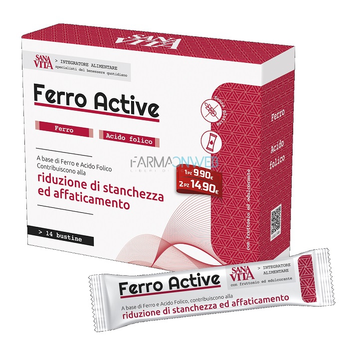 SanaVita Ferro Active Integratore Alimentare 12 stick liquidi