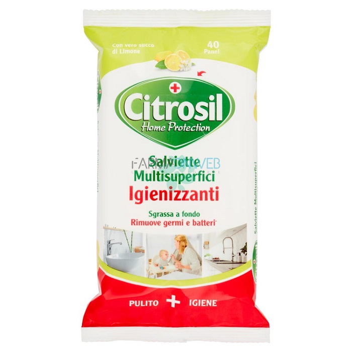 Citrosil Linea Home Protection Salviette Igienizzanti Limone 40 panni