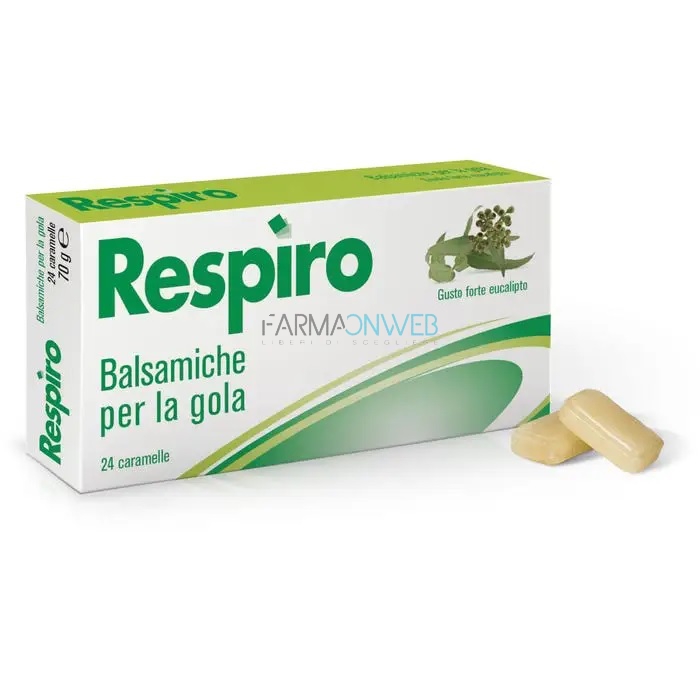 Respiro 24 Caramelle Balsamiche per la Gola Gusto Forte Eucalipto