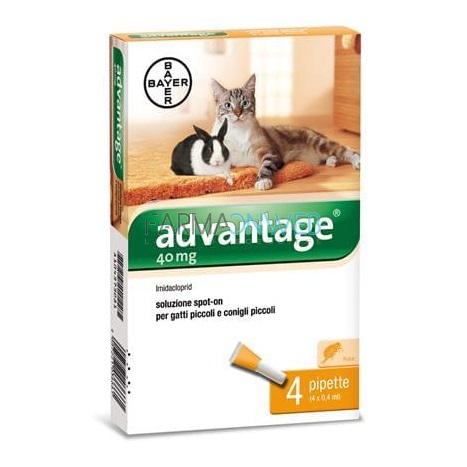 Bayer Advantage Spot-On Antiparassitario per Gatti 4 Pipette 0,4 ml