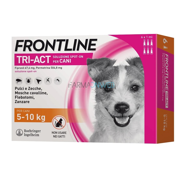 Frontline Tri-Act Spot On per Cani da 5 a 10 kg 6 Pipette