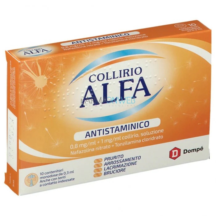 Collirio Alfa Antistam 0,8 Mg/Ml + 1 Mg/Ml Collirio, Soluzione 10 Contenitori Monodose 0,3 Ml